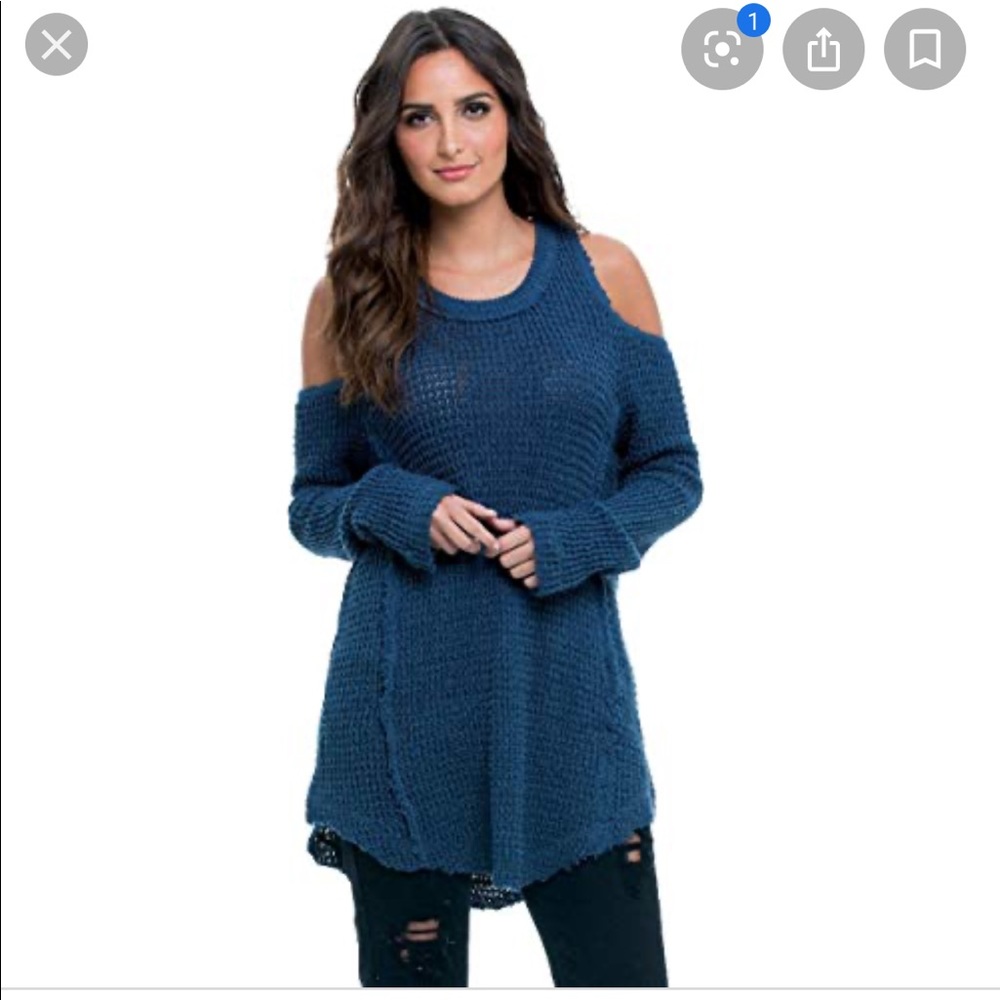 Anthropologie Elan Boho Frayed Waffle Sweater